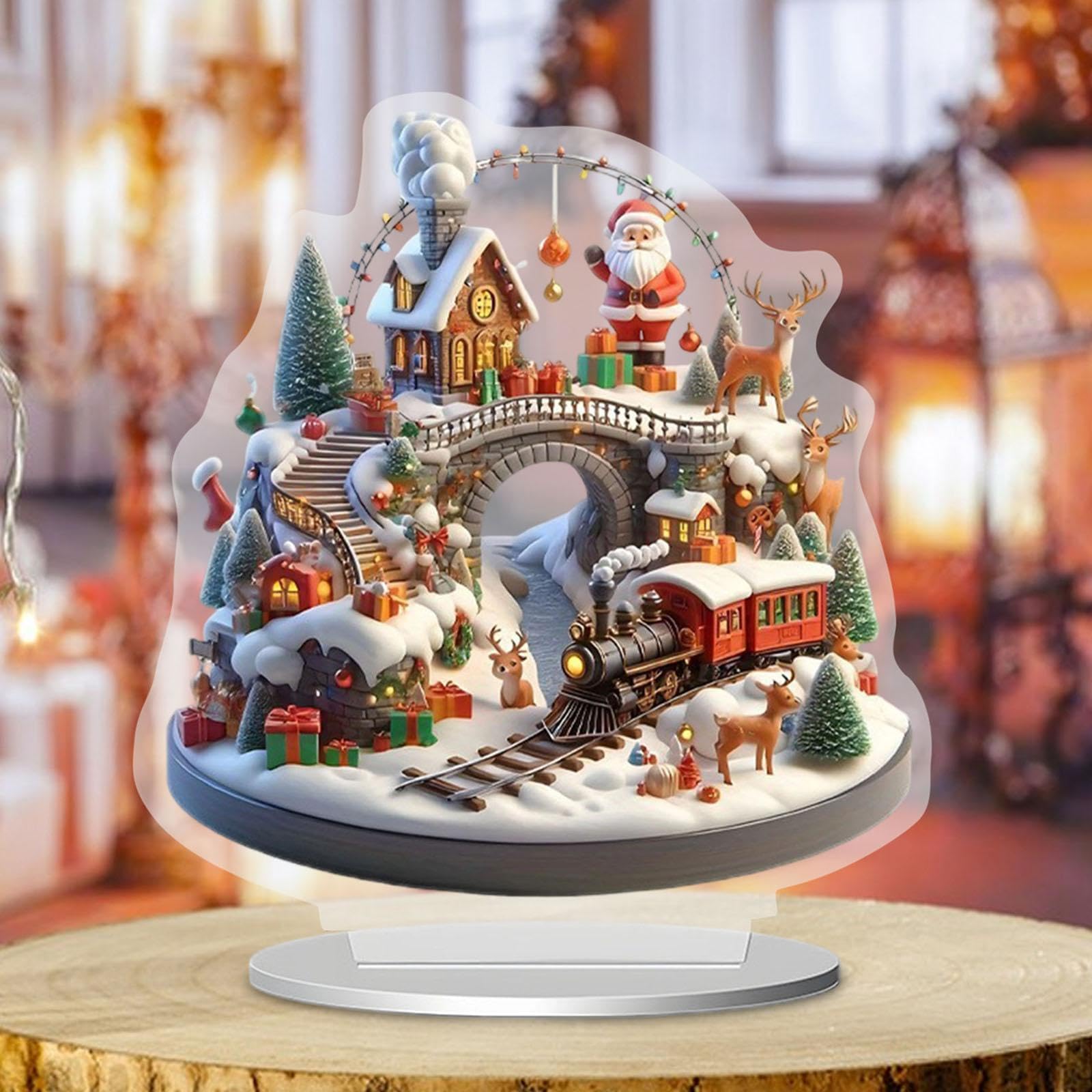 KiBcsLic Decoração de Natal em 2D com Casa de Neve E Vila Natalina
